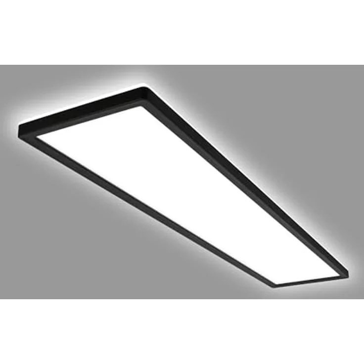 BRILONER LED Deckenlampe 98cm Schwarz, flach, neutralweißes Licht, 4800 Lumen, 4000K, Wohnzimmerlampe, extra groß 98x20x3 cm