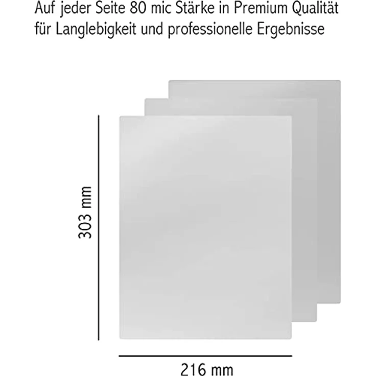 LMG LMGA4-80 Laminierfolien A4, 216 x 303 mm, 2 x 80 mic, 100 Stück – Bild 2
