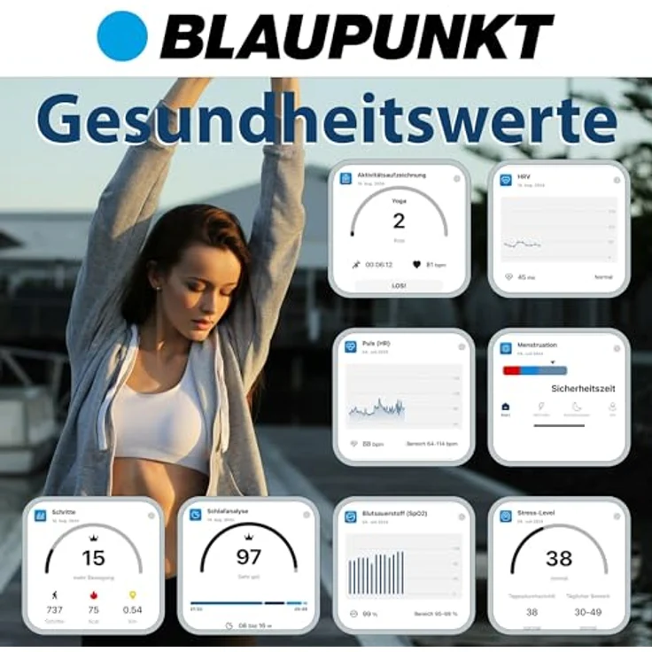 Blaupunkt Smart Ring PRO | Titan Fitness- & Gesundheitsring mit IP68, Schritte, Schlaf, Puls, SpO2, HRV, 5-7 Tage Akkulaufzeit, für Android und iOS, Rosegold, Größe 14 – Bild 5