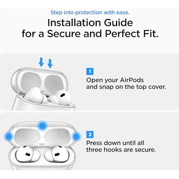 Spigen Liquid Crystal Hülle für AirPods Pro 3. Generation (2025), Kristallklar, TPU, mit Silberner Tragelasche und Vergilbungsfreier Softshell – Bild 3