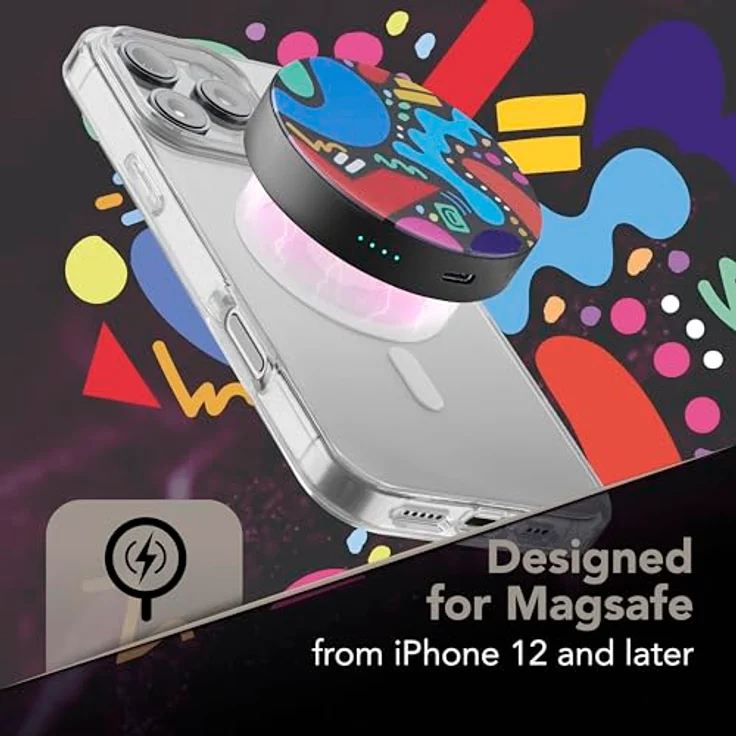 CELLULAR LINE Mag Vibe 3000, MagSafe Powerbank 3000 mAh in Schwarz mit kabelloser Ladefunktion und USB-C-Anschluss – Bild 2