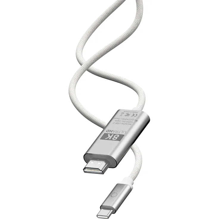 Linq Connects 8K/60Hz USB-C auf HDMI Pro Kabel, 2m, grau, mit HDR und 4K/120Hz Gaming-Unterstützung