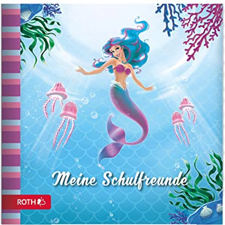 ROTH Freundebuch Meerjungfrau - 64 Seiten 16,5 x 16,5 cm - Erinnerungsalbum Unterwasser Meerjungfrau in Blau und Pink – Bild 1