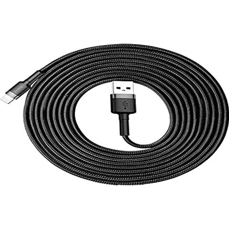 Baseus Cafule USB Lightning Kabel, 3m, 2A, schwarz-grau, schnelles Laden & Datenübertragung bis 480 Mbps – Bild 1