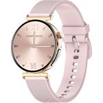 Knauermann PRO 3 Mini (2024) Gold - Gesundheitsuhr Smartwatch mit Telefoniefunktion - EKG + HRV und SOS Funktion - AMOLED Display - BT Bluetooth - Schlafapnoe - Silikonband Rose, 14-24, rund