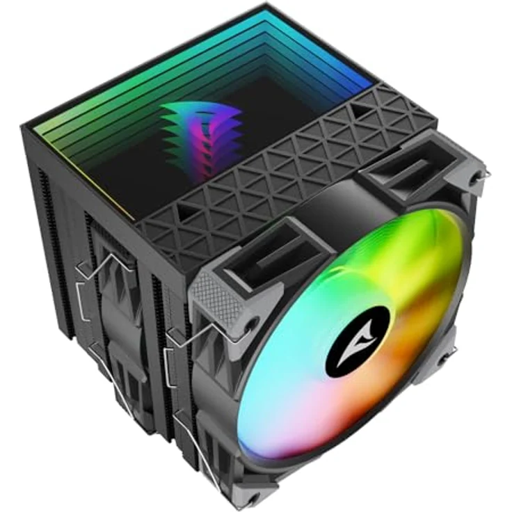 Sharkoon A60 RGB Black Air Cooler, leistungsstarker CPU Kühler mit 121,55 m³/h Luftstrom, 500-1800 RPM, RGB-LED-Beleuchtung, Schwarz – Bild 7