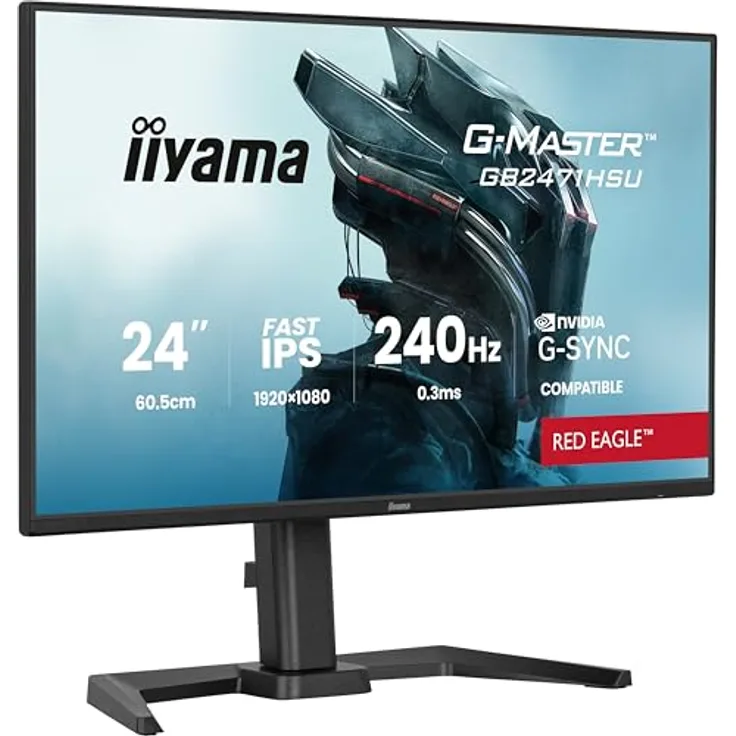 iiyama G-Master Red Eagle GB2471HSU-B1, 23,8" Full-HD Gaming Monitor mit 240Hz, 0,3ms, G-SYNC, höhenverstellbar, schwarz