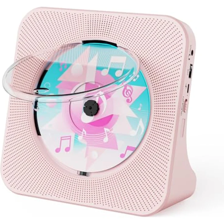 Gueray CD-Player mit Bluetooth 5.0, FM-Radio, USB und 3,5 mm Audioplayer, rosa – Bild 1