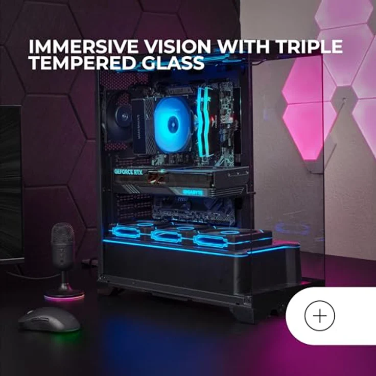 Mars Gaming Mc-Prisma PC-Tower-Gehäuse, Midi Tower, schwarz, mit gehärtetem Glas, RGB-Beleuchtung und Anti-Staubfilter – Bild 2