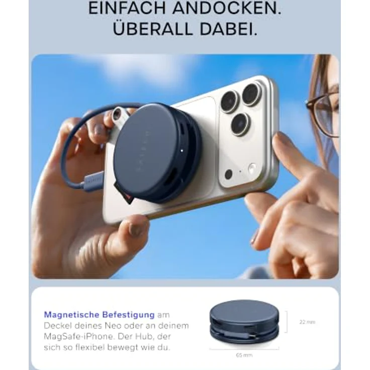 SATECHI USB-C Hub OntheGo™ 5-in-1, HDMI 4K@60 Hz, mit 60 W Passthrough-Laden, SD-Kartenleser, indigo – Bild 4