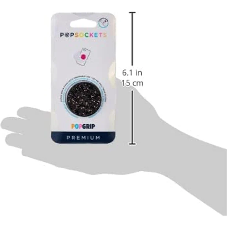 PopSockets PopGrip - Ausziehbarer Sockel und Griff für Smartphones und Tablets mit einem Austauschbarem Top - Sparkle Black – Bild 3
