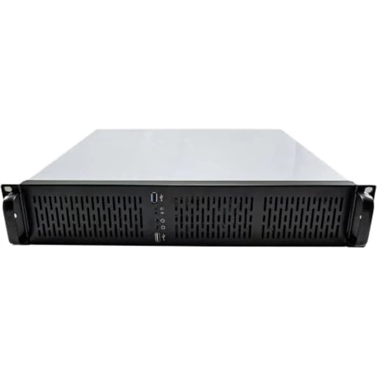 UNYKAch 2U 19″ UK 2129 Rack-Gehäuse, Schwarz-Silber, micro ATX, 4x 3,5" Festplattenslots, 3x 80mm Lüfter – Bild 2