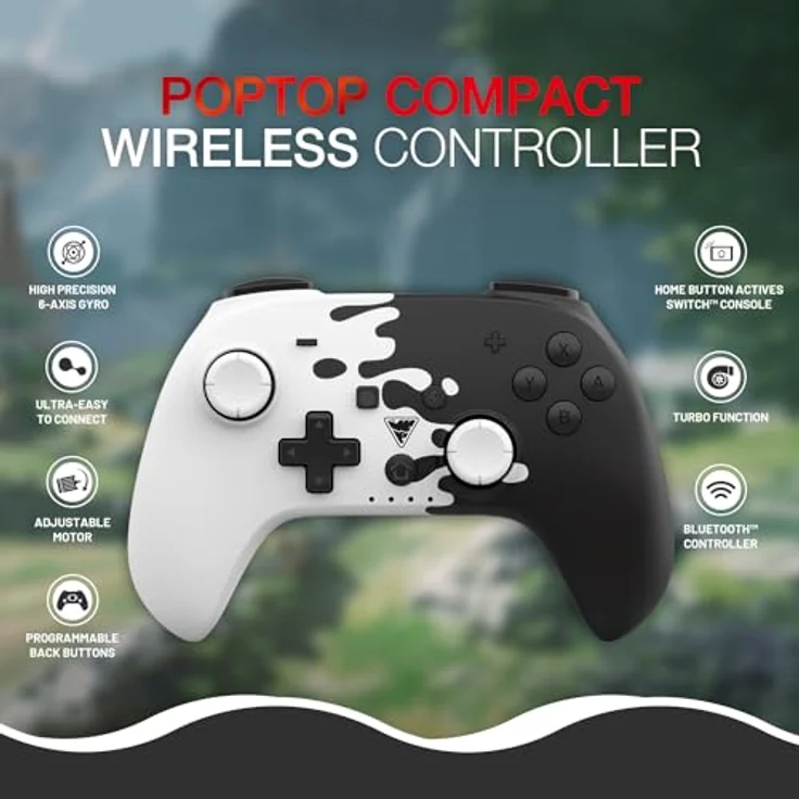 DRAGON SHOCK PopTop Compact Wireless Controller, OLED-Style, Schwarz/Weiß, für Nintendo Switch, Switch OLED, PC mit Turbo-Funktion und Vibrationsanpassung – Bild 9