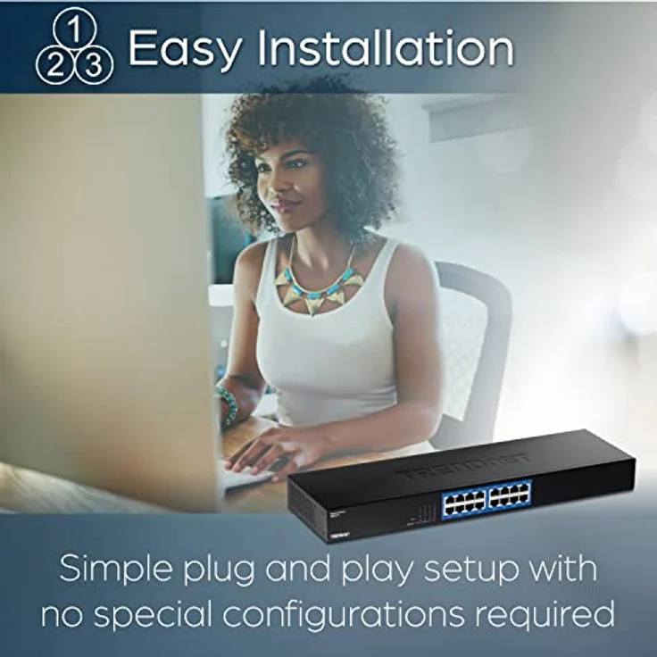 TRENDnet TEG-S17 16-Port Gigabit Switch, 16 x Gigabit RJ-45 Ports, 32Gbps Schaltleistung, lüfterloses Design, Metallgehäuse, internes Netzteil – Bild 3