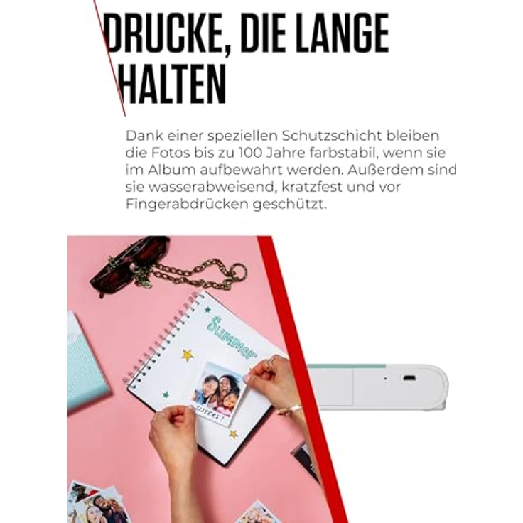Canon SELPHY SQUARE QX10 Mini-Fotodrucker - mit quadratischem Druck (eingebauter Akku, WLAN, 287 dpi x 287 dpi, USB Kabel, Thermosublimationsdruck) mintgrün – Bild 4