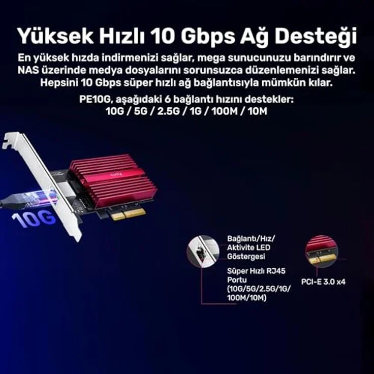 Cudy PE10G 10GB PCIe Netzwerkkarte, 10G Base-T Adapter mit Flow Control, unterstützt Windows 11/10, Windows Server 2022 und Linux, inklusive 1,5 m Cat6-Netzwerkkabel – Bild 3