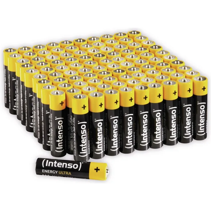 Intenso INTENSO Micro-Batterie Energy Ultra, AAA LR03, 100 Batterie - Vorratspack mit hoher Leistungsfähigkeit und langer Haltbarkeit