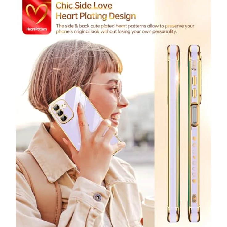 LeYi Handyhülle für Samsung Galaxy A26 5G, TPU Silikon mit Cute Herz Muster und Schutzfolie, lila, stoßfest und kratzfest mit Kameraschutz – Bild 5