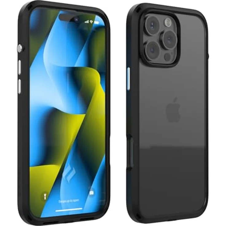 Catalyst Influence iPhone 16 Pro Max Hülle – Durchsichtige, sturzfeste Hülle mit erhöhten Kanten, rutschfestem Griff und Schlüsselbandbefestigung – Mitternachtsschwarz