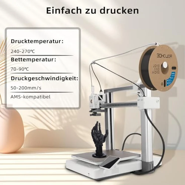 3DHoJor PETG Filament 1.75mm 4KG Schwarz und Weiß, hohe Zähigkeit, feuchtigkeitsbeständig, glänzende Oberfläche – Bild 2