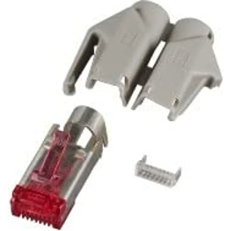 EFB-Elektronik GmbH RJ45-Hirose Stecker STP, TM21 grau, 100 Stück, 3 Elemente, Cat. 6, Channel Class E bis 250 MHz (Cat.6) für Litzen Geschirmte Ausführung Aderisolierung ca. 0.9 - 1.0 mm Kabeldurchmesser max. 6.6 mm Das Set besteht au