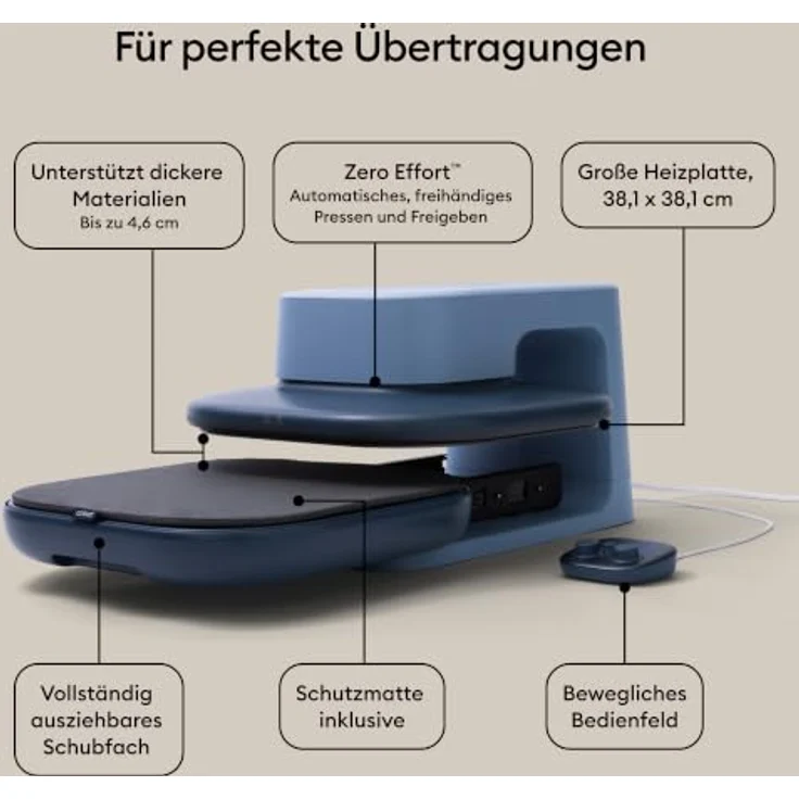 Cricut AutoPress 2, Heizpresse für präzise Textiltransfers, 100 kg Druck, 38x38 cm Heizplatte, Bluetooth-fähig – Bild 7