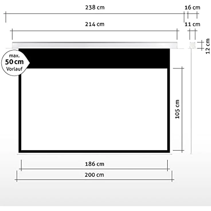 ESMART Expert CSX Deckeneinbau-Leinwand [Größenauswahl] 186 x 105 cm (84") 16:9 | Infrarot Fernbedienung | Trigger-Steuerung | Heimkino elektrische Beamer Motor Projektions-Leinwand – Bild 2