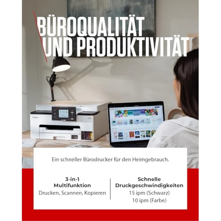 Canon MAXIFY GX1051, 3-in-1 Multifunktionsdrucker mit MegaTank, WLAN, Duplexdruck, 250 Blatt Kassette, inkl. 6 Tintenflaschen – Bild 4