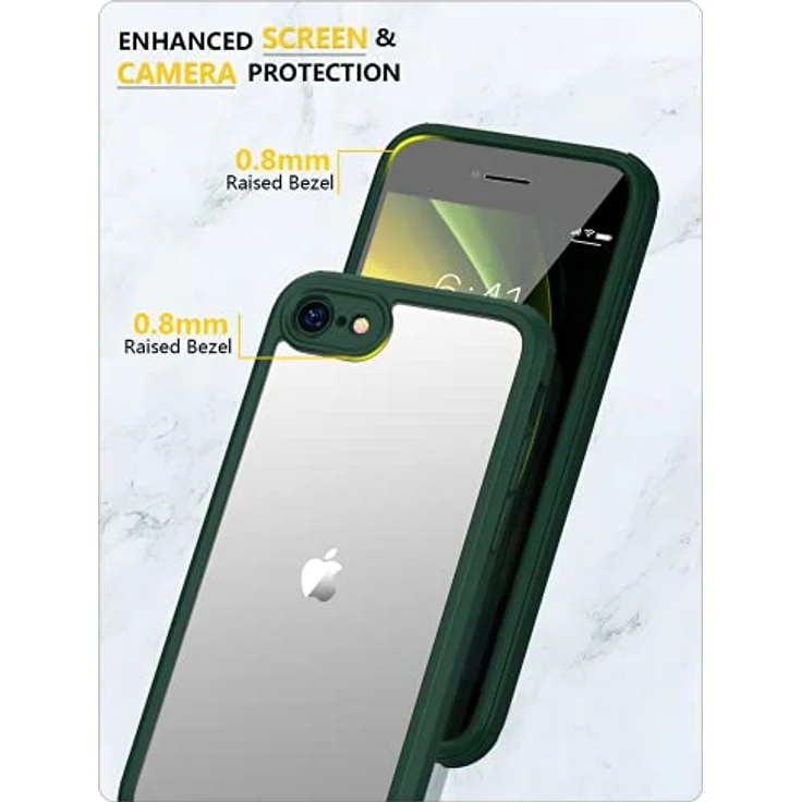 Miracase 360 Grad Hülle für iPhone SE 2022/SE 2020/iPhone 8, Ganzkörper Schutzhülle mit eingebauter gehärteter Glas Displayschutzfolie, militärisch getesteter Rundumschutz, Grün – Bild 5