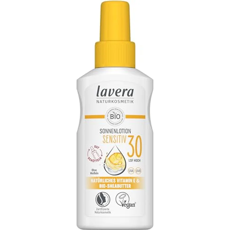 lavera Sonnenlotion Sensitiv, LSF 30, 100 ml - Mineralischer Sofortschutz ohne Weißeln, mit Zinkoxid, wasserfest – Bild 1