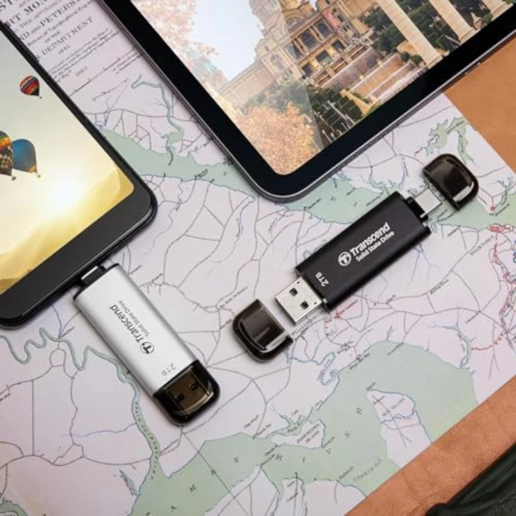 Transcend Portable SSD ESD310C 128GB Type-A/Type-C - Hohe Lesegeschwindigkeit bis zu 1050 MB/s, langlebig – Bild 5