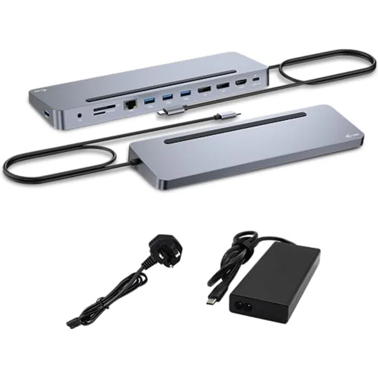 iTEC USB-C Metal Ergonomic 4K 3x Display Docking Station with Power Delivery, Aluminiumgehäuse, 100 W, Universal Charger 100 W