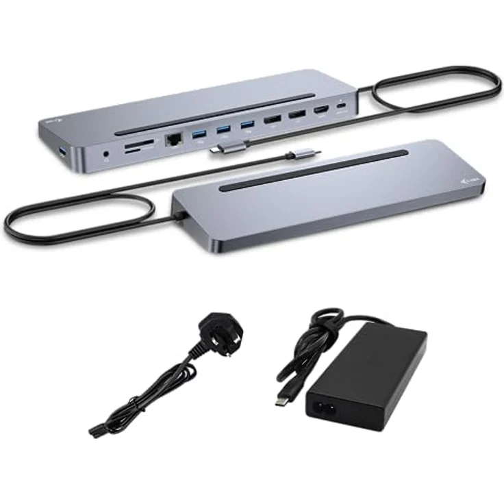 iTEC USB-C Metal Ergonomic 4K 3x Display Docking Station with Power Delivery, Aluminiumgehäuse, 100 W, Universal Charger 100 W – Bild 1