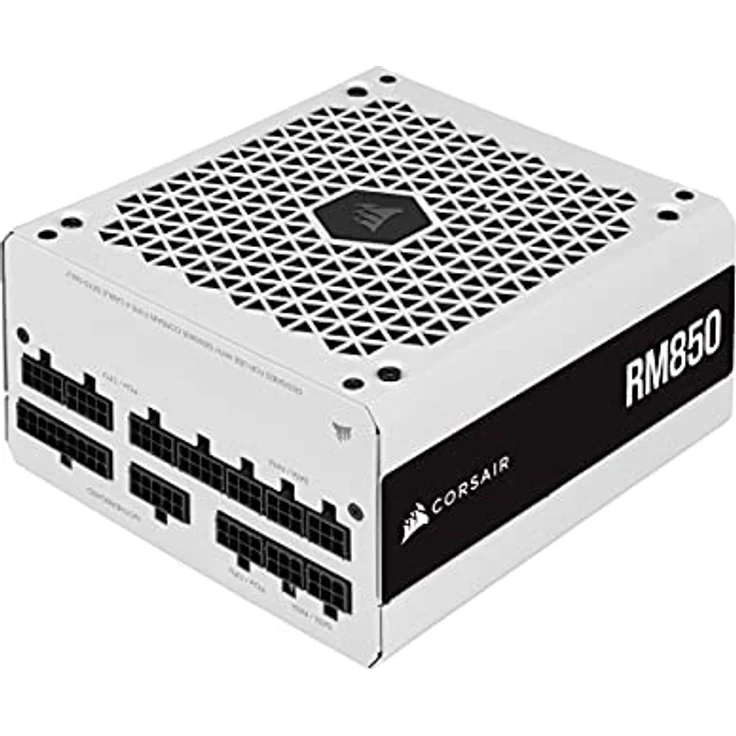 Corsair RM850 (2021), RM Series, 850 Watt 80 Plus Gold Vollmodulares ATX-Netzteil (Drei EPS12V-Anschlüsse, Leisen Betrieb, Zero RPM-Lüftermodus, Auf 105 °C ausgelegte Kondensatoren) Weiß – Bild 1