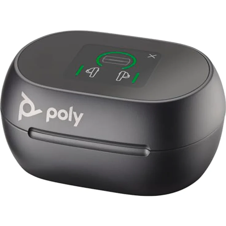 Poly Voyager Free 60+ UC, Touchscreen Ladecase mit Qi-Funktion und USB-A Adapter, Schwarz – Bild 2
