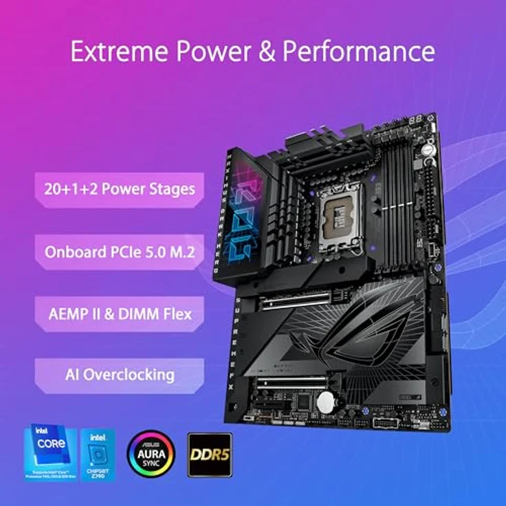 ASUS ROG MAXIMUS Z790 DARK HERO Gaming Mainboard Sockel Intel LGA 1700 (ATX, DDR5, WiFi 7, 5x M.2, PCIe 5.0, Thunderbolt 4, Aura Sync) – Bild 3