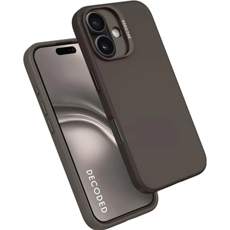 Decoded Silikon Hülle für iPhone 16 Plus, Antimikrobielles Material, MagSafe-kompatibel, Premium Soft-Touch Liquid Silicone, Schwarz mit Metall Kameraschutz – Bild 1