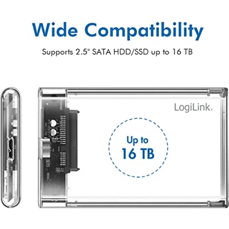 LogiLink USB 3.0 Festplattengehäuse für 2,5" HDD/SSD bis 16TB, Windows/MacOS/Chrome OS/Linux – Bild 5