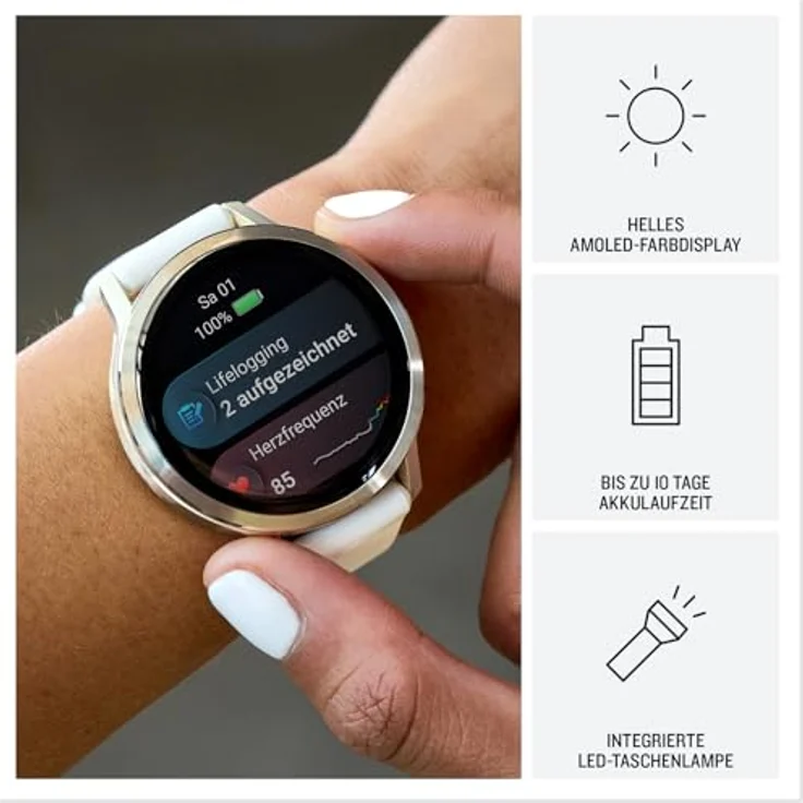 Garmin Venu 4 41mm, Fitness-Smartwatch mit 1,2" AMOLED Touchdisplay, bis zu 10 Tage Akkulaufzeit, 80+ Sport-Apps, EKG, Health Status, Fitness Coach, Rollstuhlfunktionen, Telefonie, Taschenlampe – Bild 3