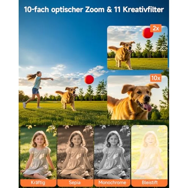 Rollei Compactline 10x, 64 MP Digitalkamera mit 4K und Flip Screen – Bild 5