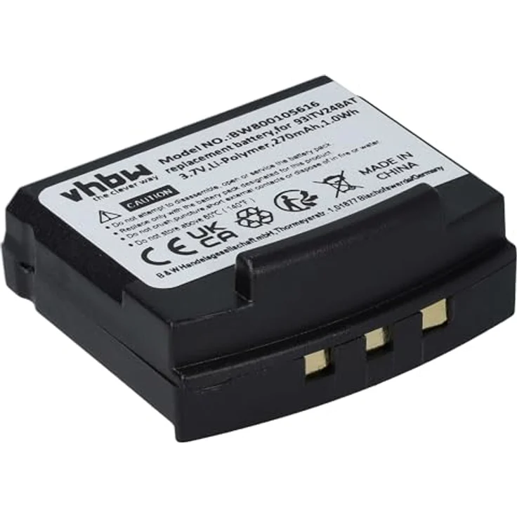 vhbw Akku für Amplicomms TV2410, TV2510, TV2400, TV2500 - 270 mAh, 3,7 V, Li-Polymer, Ersatz für 93ITV24BAT, wiederaufladbar – Bild 1