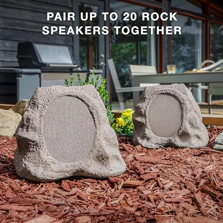 Victrola Rock Speaker Connect, Steinfarben, kabelloser Outdoor-Lautsprecher mit Bluetooth 5.3, 22 Std Akkulaufzeit, mit Solarladung. Bis zu 20 Rock-Lautsprecher vernetzbar, IP 65 Wasser- & staubdicht – Bild 2