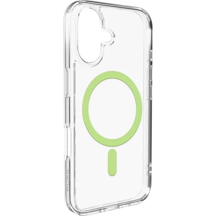 Puro Schutzhülle (Apple iPhone 17) MagSafe-kompatibel, transparente Hülle mit grünem Akzent, robust und stoßdämpfend