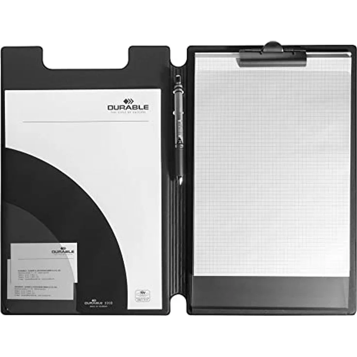 Durable Klemmbrettmappe 233201, A4+, Kunststoffbezug, mit Stiftehalter, schwarz – Bild 3