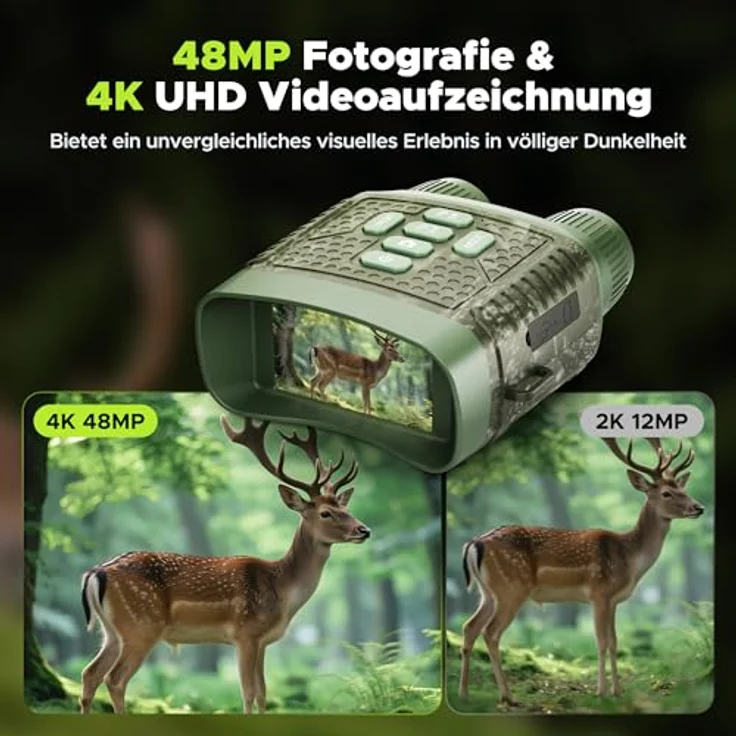 VOOPEAK Nachtsichtgerät Militär, 4K UHD Infrarot-Fernglas, 48MP, 10X Digitalzoom, 300m Reichweite, 5000mAh wiederaufladbar mit 32GB TF-Karte für Jagd, Sicherheit und Camping – Bild 3