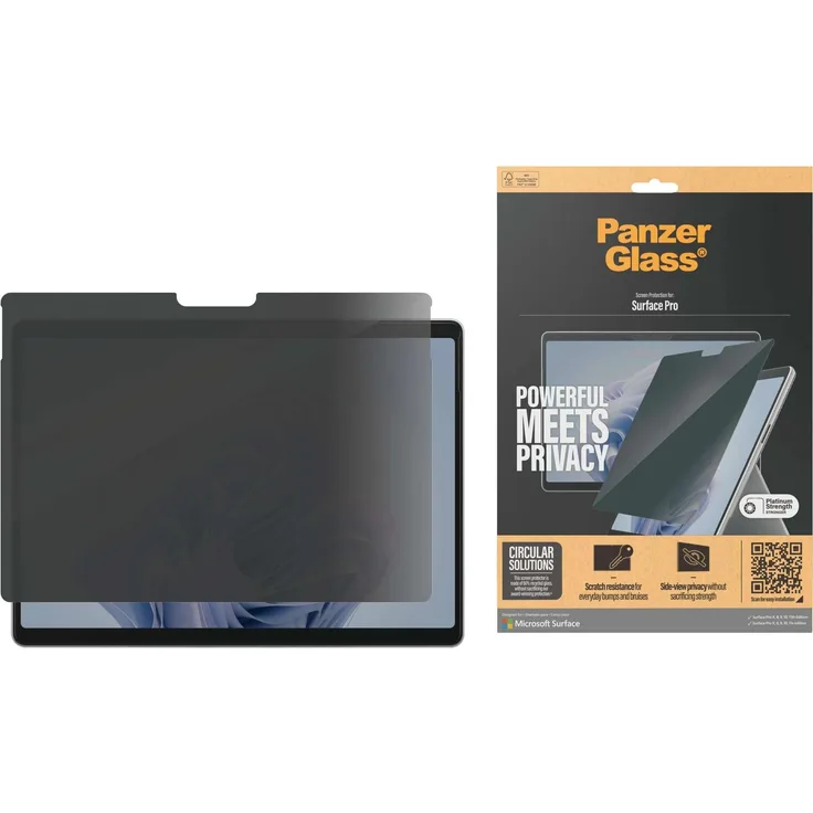 PanzerGlass Ultra Wide Fit Privacy, Tablet Schutzfolie für Surface Pro 8, 9, 10 und 11, selbstklebend, kratzfest, 13 Zoll