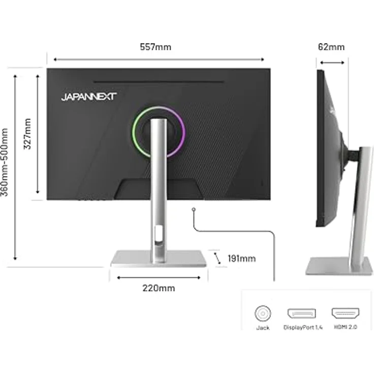 JapanNext Gaming Monitor JN-IPS245G320F-HSP, 24,5" IPS 320Hz 1ms Full HD (1920x1080), Höhen- & Neigungsverstellung, integrierte Lautsprecher, G-Sync/FreeSync, schwarz – Bild 3