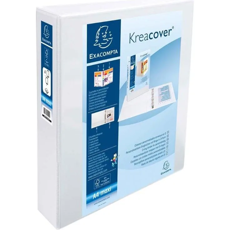 EXACOMPTA Präsentationsringbuch mit 4 Ringen, Ring, individuell gestaltbares Cover, DIN A4, transparent