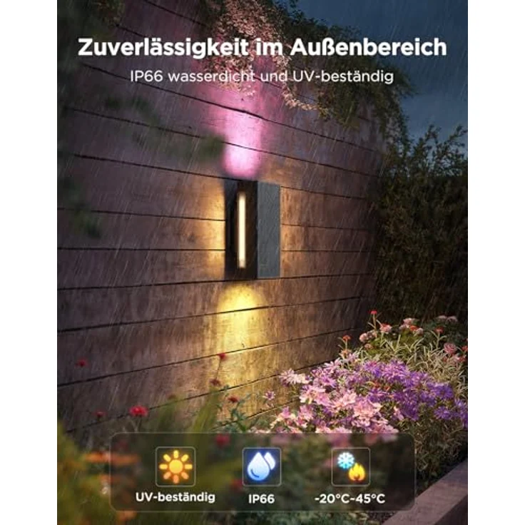 Govee Outdoor UpDown Wandleuchte RGBICWW, 1400LM, IP66 wasserdichte LED Wandleuchte mit 64 Szenenmodi, kompatibel mit Matter, Alexa und Google Assistant, 2er-Pack – Bild 4