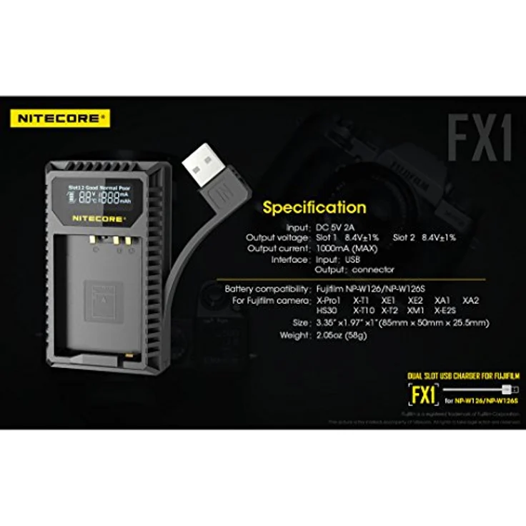 Nitecore USB-Ladegerät mit LCD-Display Fuji W126-s – Bild 6